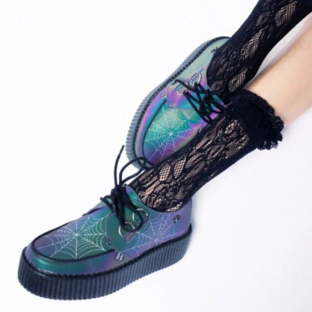 TUK Midnight Chameleon Spiderweb Glow Viva Mondo Creeper 7/9 goth gothic punk